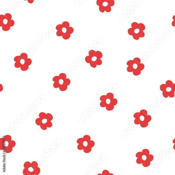 Fototapeta Vector red flowers seamless pattern background. Perfect for fabric, scrapbooking, and wallpaper projects. 