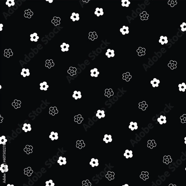 Fototapeta Vector white flowers seamless pattern background. Perfect for fabric, scrapbooking, and wallpaper projects. 