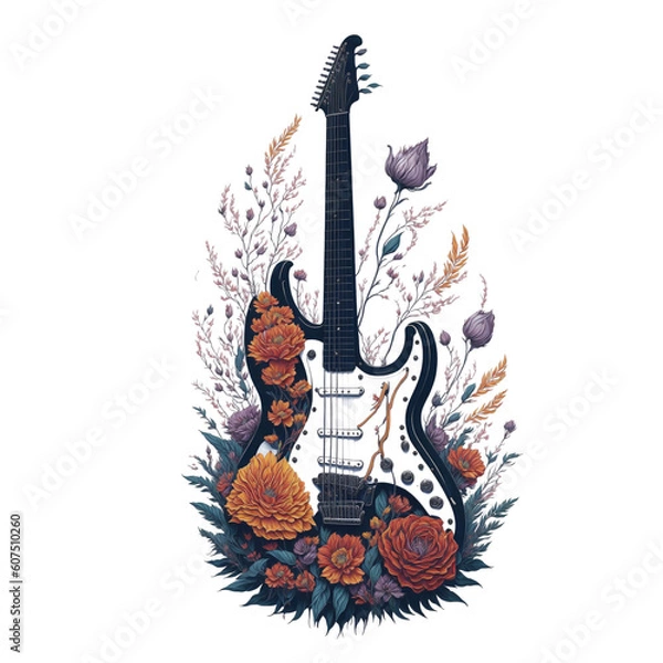 Fototapeta guitar and fire