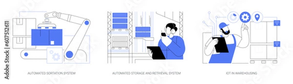 Fototapeta Warehousing automation abstract concept vector illustrations.