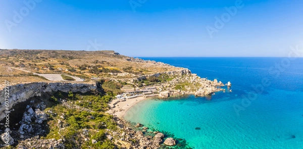 Obraz Paradise beach in Malta island, Europe. Azure Mediterranean sea