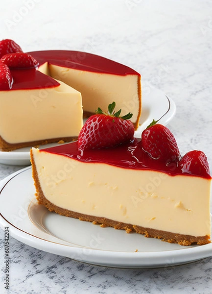 Fototapeta Creamy Delight: New York Cheesecake - Delicia Cremosa: Cheesecake de Nueva York (generated with AI)