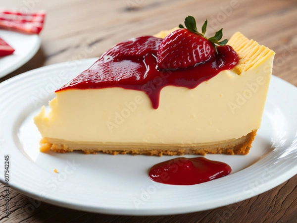 Fototapeta Creamy Delight: New York Cheesecake - Delicia Cremosa: Cheesecake de Nueva York (generated with AI)