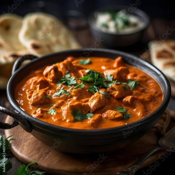 Fototapeta A rich and flavorful plate of Indian butter chicken