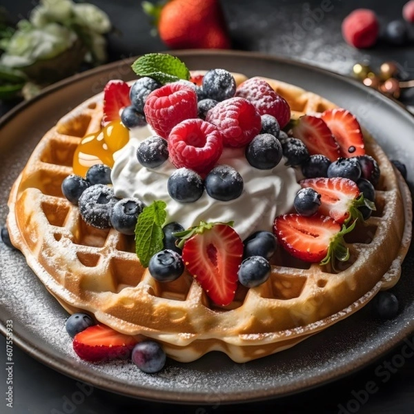 Fototapeta A Rich and Indulgent Belgian Waffle
