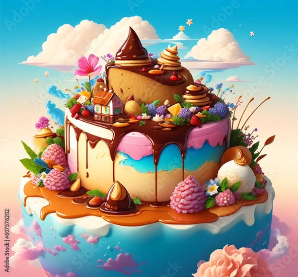 Fototapeta Creamy Delight: New York Cheesecake - Delicia Cremosa: Cheesecake de Nueva York (generated with AI)