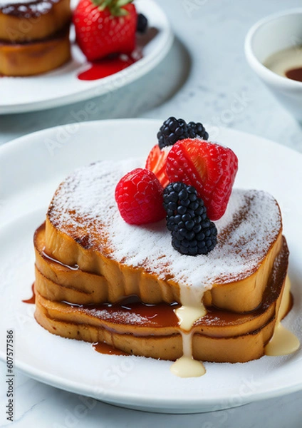 Fototapeta Golden French Toast Delight - Delicia de Tostadas Francesas Doradas (generated with AI)