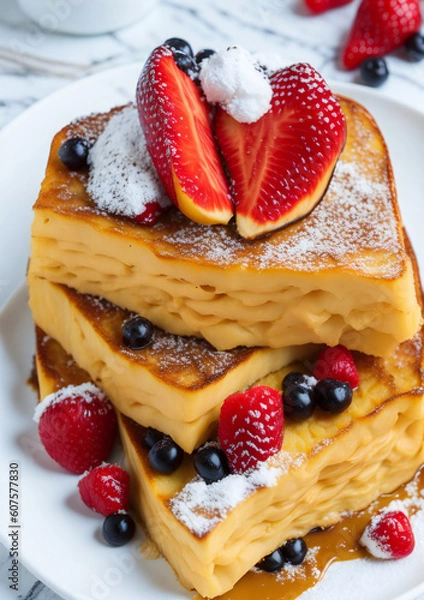 Fototapeta Golden French Toast Delight - Delicia de Tostadas Francesas Doradas (generated with AI)