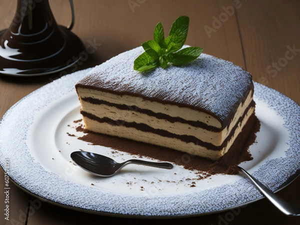 Fototapeta Decadent Tiramisu Delight - Delicia de Tiramisú Decadente (generated with AI)