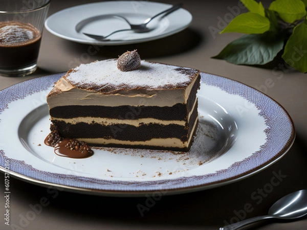 Fototapeta Decadent Tiramisu Delight - Delicia de Tiramisú Decadente (generated with AI)