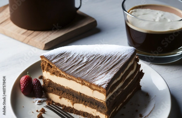 Fototapeta Decadent Tiramisu Delight - Delicia de Tiramisú Decadente (generated with AI)