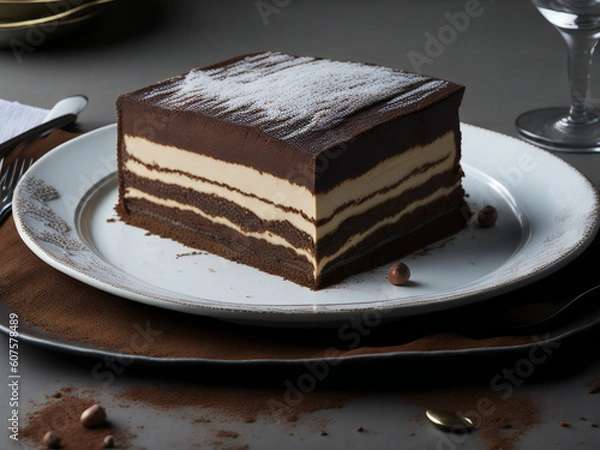 Fototapeta Decadent Tiramisu Delight - Delicia de Tiramisú Decadente (generated with AI)