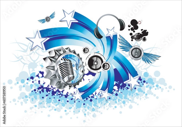 Fototapeta Musical themed Background with a lot of editable design elements