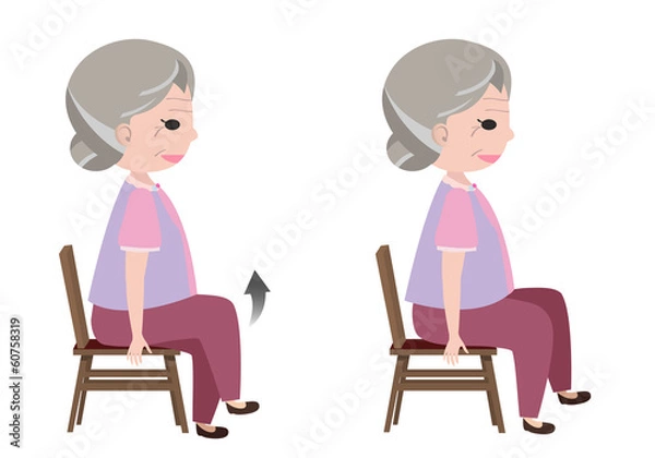 Fototapeta Woman with Seated March posture exercise, vector