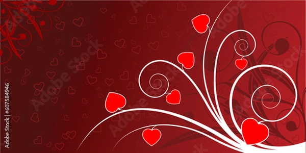 Fototapeta Abstract valentine card with hearts and flowers