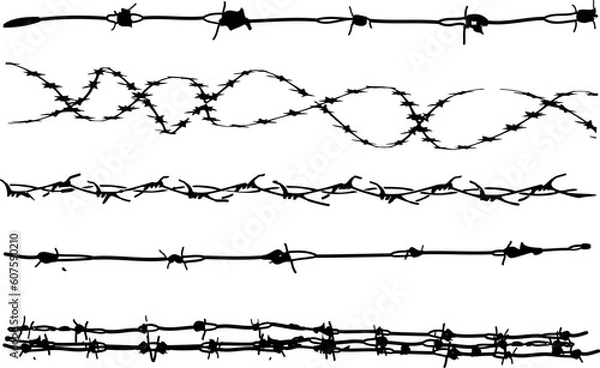 Fototapeta Barbed Wire elements 5 - 5 vector barbed wire graphic elements