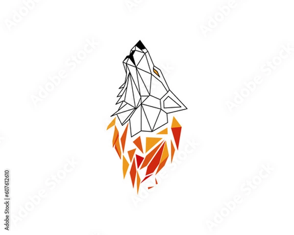 Obraz head wolf orage geometri