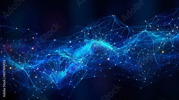 Obraz Abstract futuristic network lines background. Network technology abstract concept wallpaper. Generate Ai