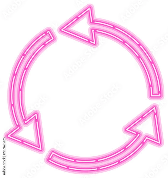 Obraz サイクル図　インフォグラフィック用矢印　ネオン　ピンク　　