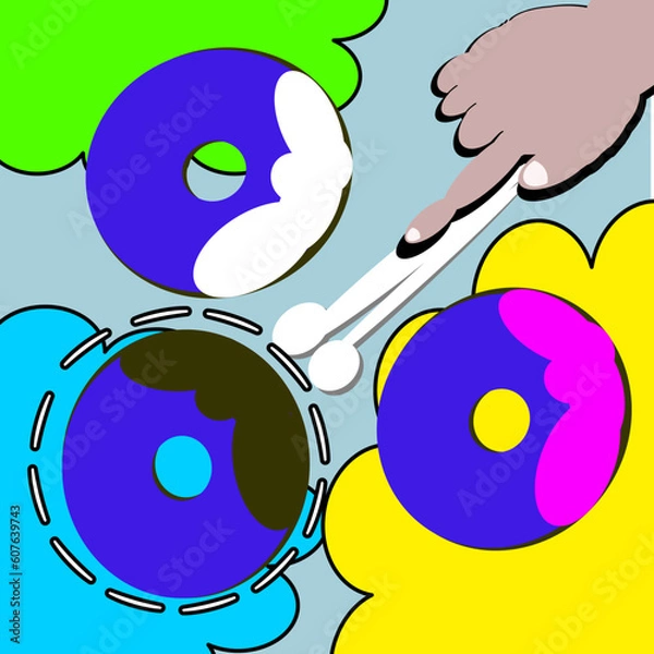 Obraz Three-Color Chocolate Slope Donuts