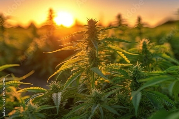 Obraz Summer in the Marijuana Field: A Stoner Photographer's Paradise. Generative AI.