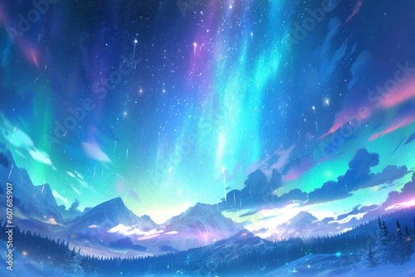 Fototapeta 繊細で芸術的な自然系背景のイラスト(AI generated image)