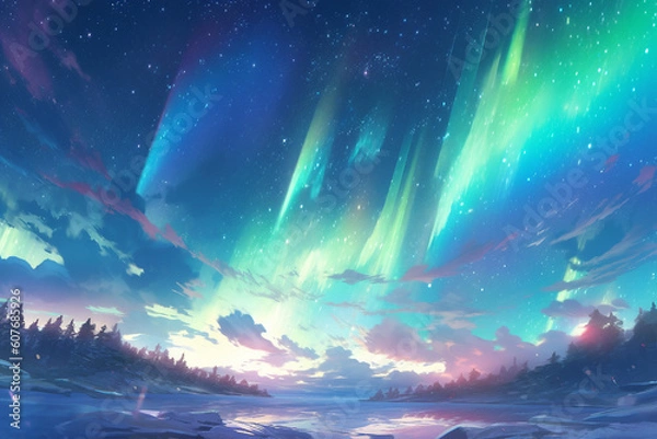 Fototapeta 繊細で芸術的な自然系背景のイラスト(AI generated image)