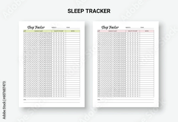 Obraz Monthly Sleep Hours Tracker Logbook Chart Printable Template. Monthly Sleep Log