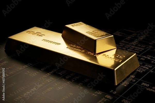Fototapeta Golden bars stocks. Generate Ai