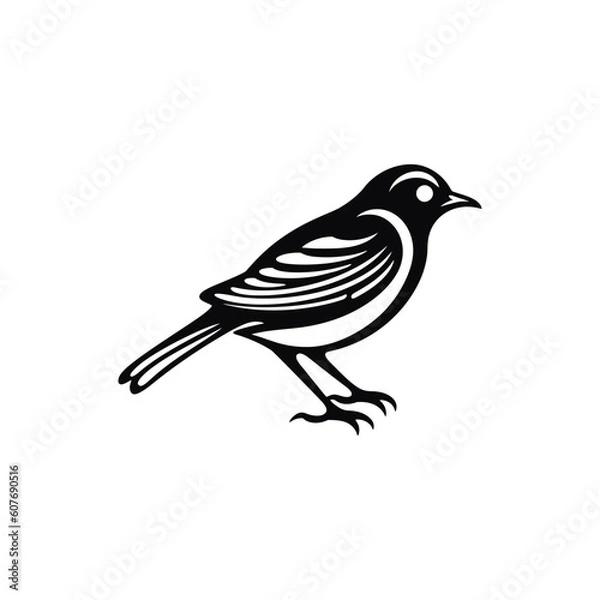 Fototapeta Bird outline sketch vector. Hand drawn linear illustration. Monochrome silhouette for coloring book. . Vector illustration