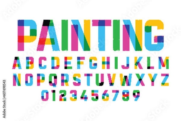 Fototapeta Paint brush style art alphabet font minimal technology typography creative urban font
