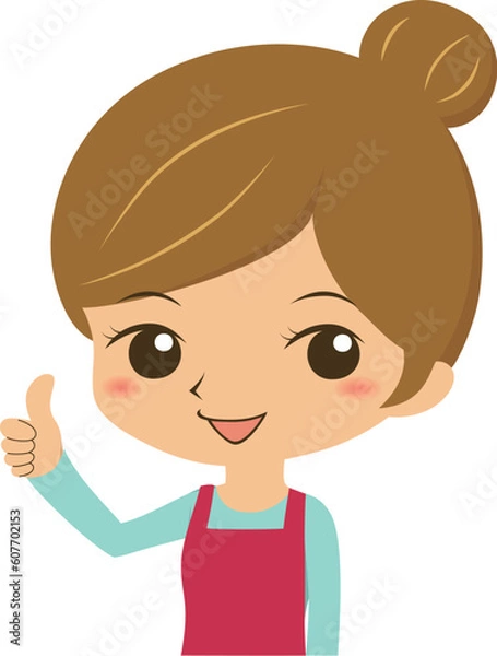 Fototapeta いいねポーズをする若い主婦