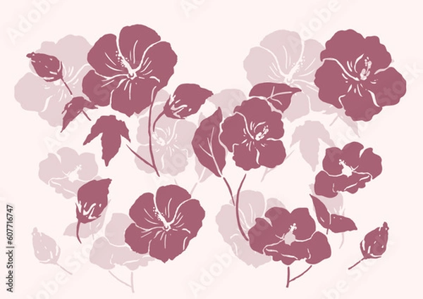 Obraz 芙蓉 花のシルエット