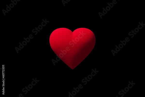 Fototapeta A 3D red heart on black background