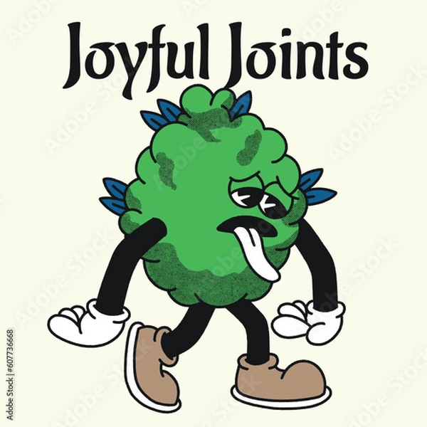 Fototapeta Joyful Joints With Weed Groovy Character design