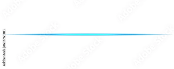 Fototapeta Blue horizontal lens flares. Laser beams, horizontal light rays. Beautiful light flares. Glowing streaks on transparent background. Glowing stripes. Luminous abstract sparkling. Laser beams. PNG.