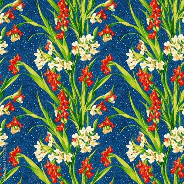 Fototapeta Seamless floral pattern, tileable, Generative AI