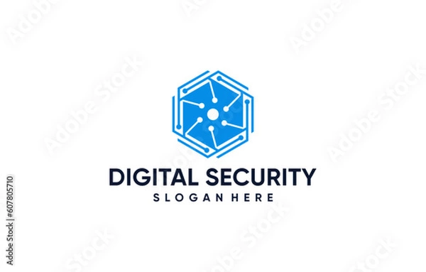 Obraz digital security circuit logo design