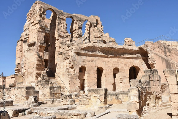 Obraz Two-Story Portion of El Jem Roman Amphitheater Ruin, Tunisia
