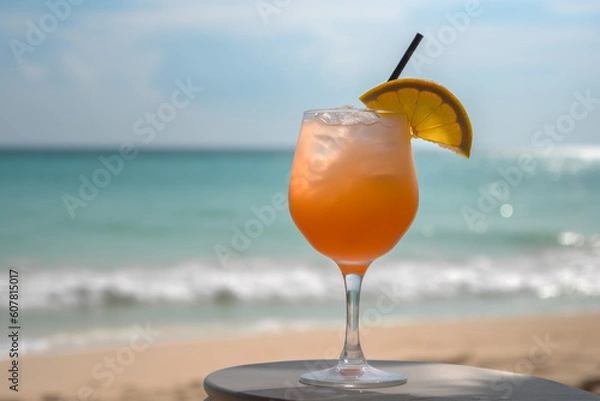 Fototapeta Cocktail at the beach side generative AI