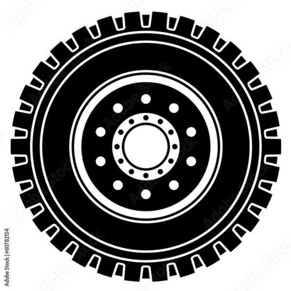 Obraz vector truck wheel black white symbol