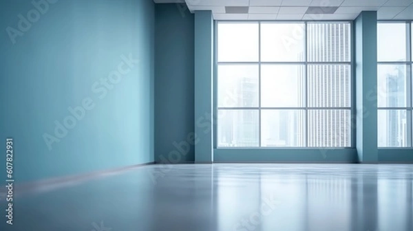 Fototapeta Empty office room wallpaper, illustration for product presentation template, copy space background. Ai generative