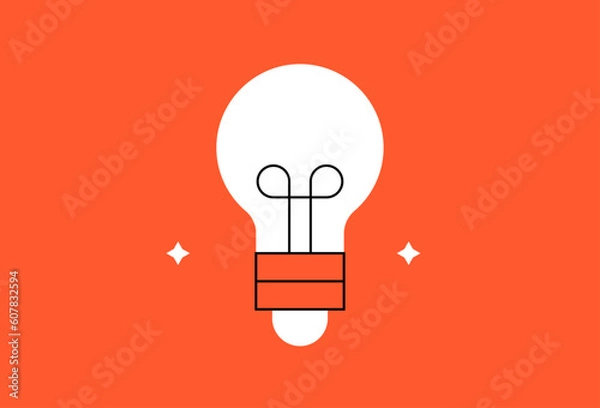 Fototapeta Vector lightbulb illustration in flat design style, geometric inspiration icon.