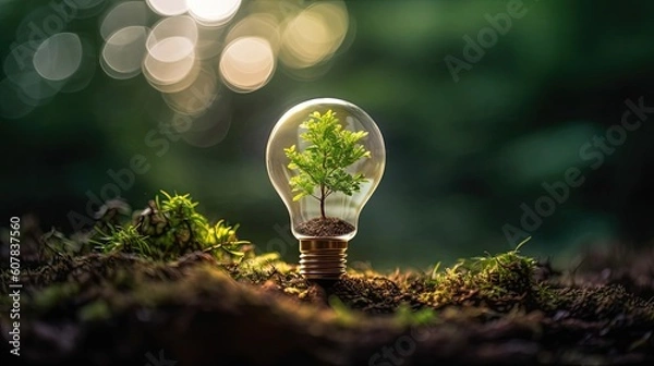 Fototapeta Light bulb energy saving. Generative AI