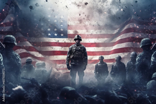 Fototapeta Abstract Fourth of July America Memorial day Veterans Day background - generative ai