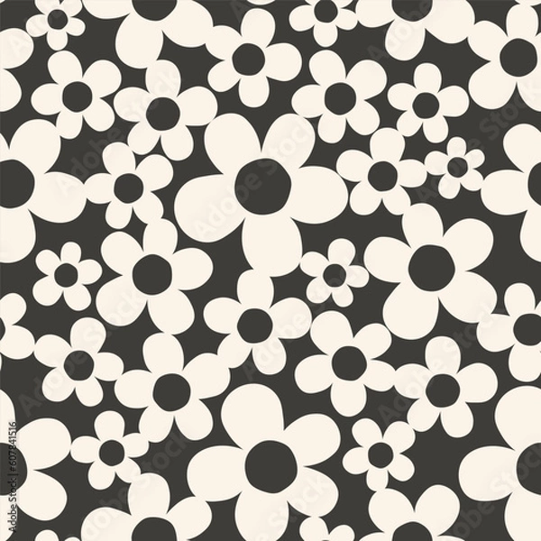 Obraz Retro seamless pattern with beige daisies