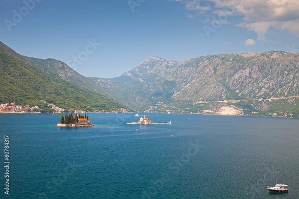 Fototapeta Two small islands in Bay of Kotor, Adriatic Sea, Montenegro