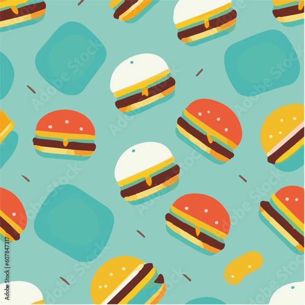 Obraz cute simple hamburger pattern, cartoon, minimal, decorate blankets, carpets, for kids, theme print design
