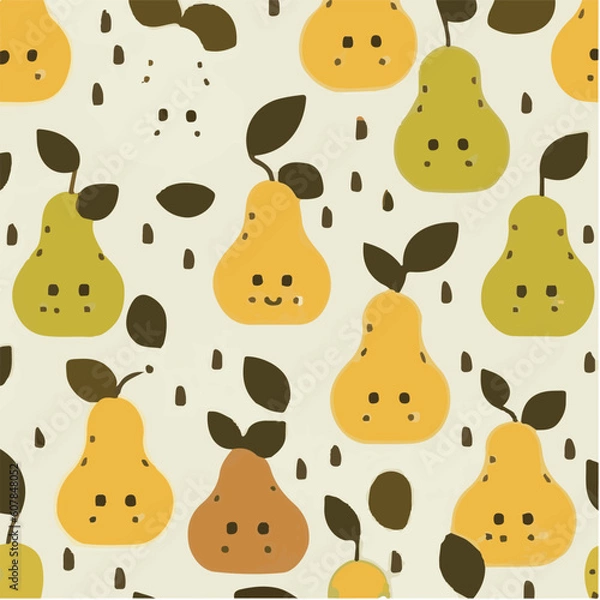 Obraz cute simple pear pattern, cartoon, minimal, decorate blankets, carpets, for kids, theme print design
