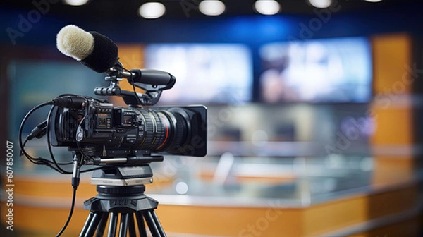 Obraz Professional TV Camera Standing in Live News Professional TV Camera Standing in Live News